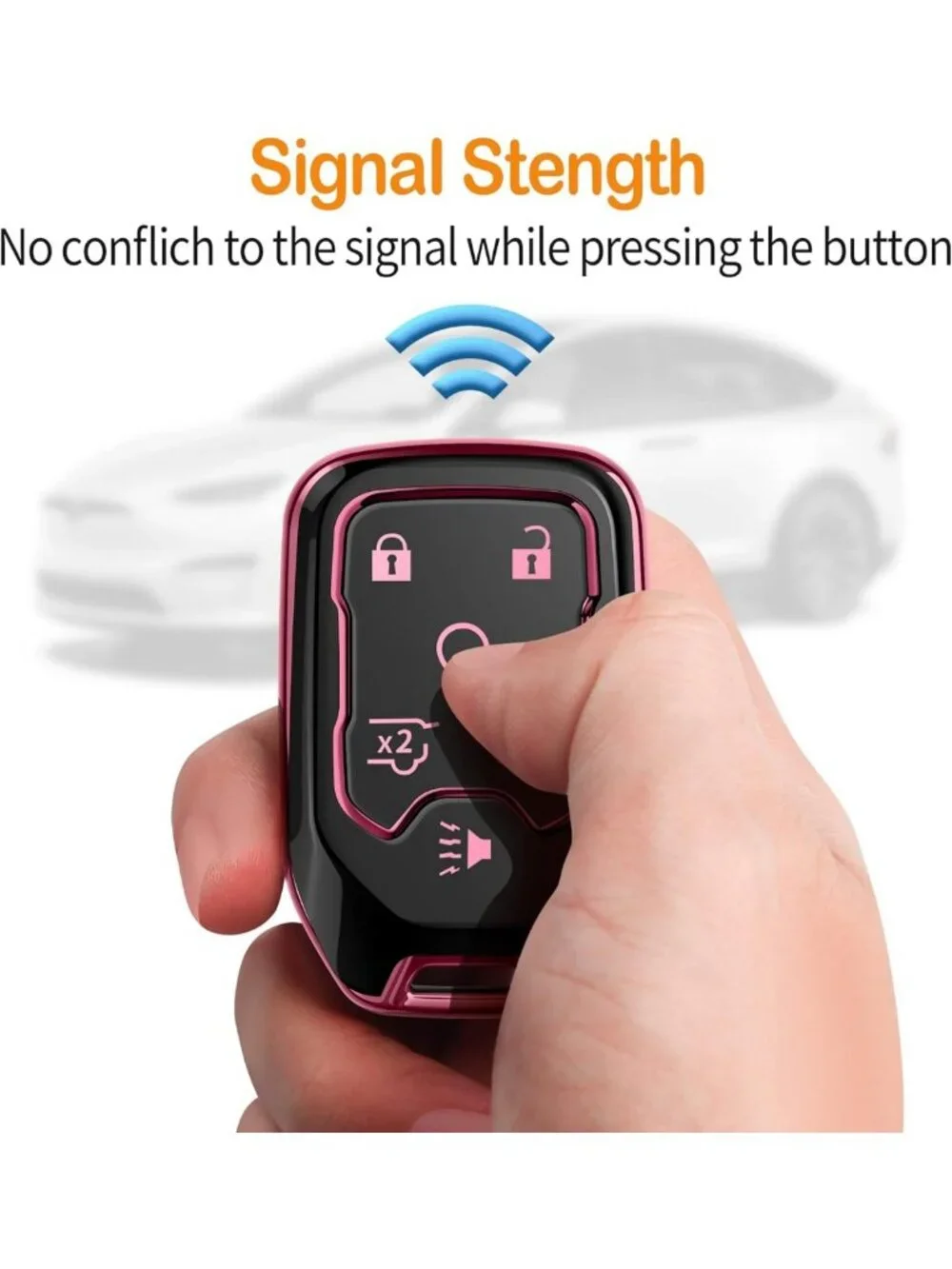 Soft Pink Key Fob Cover with Keychain - Full Protection for Chevy & GMC Vehicles